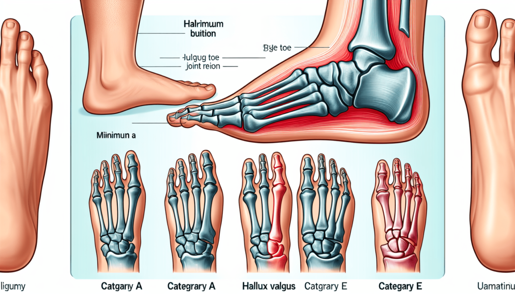 Hallux valgus is er in verschillende categorieën: A tot en met E