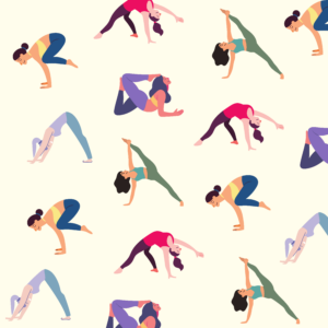 verschillende yoga poes op een kaart